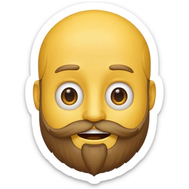 A yellow smiley emoji with a beard growing out of the top of his head sticker