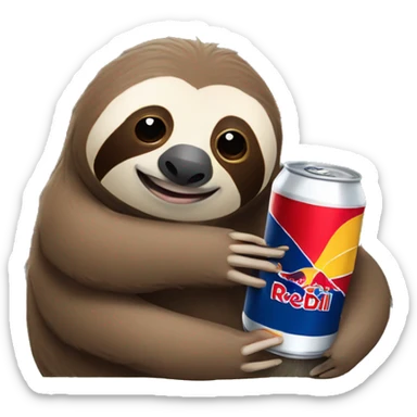 sloth with RedBull can and laptop sticker