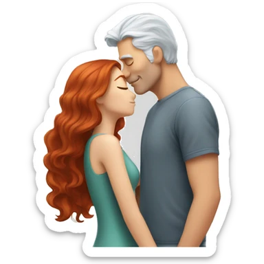 Redhead Girl Kissing silver haired man  sticker