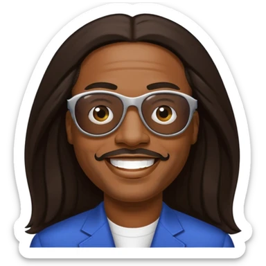 Stevie Wonder with dark brown long hair sticker