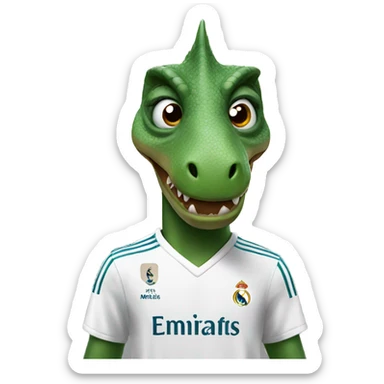 Dinosaur wearing a Real Madrid kit sticker