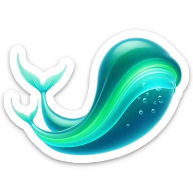 3D render of Plankton Wave, bioluminescent deep sea style, glowing neon blue and green lights, dark background to contrast the glow, translucent organic textures. sticker