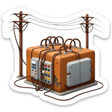 a collapsed electrical substation sticker