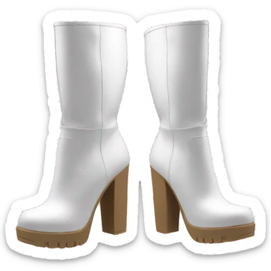 white knee high chunky heel boots sticker