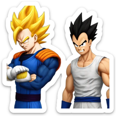 Geoff Keighley as vegeta and Angry Joe as Goku fighting each other sticker