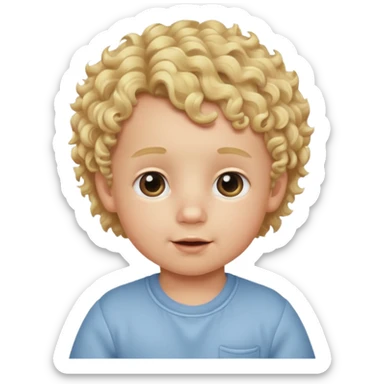 Make a cute baby boy with blonde curly hair  sticker