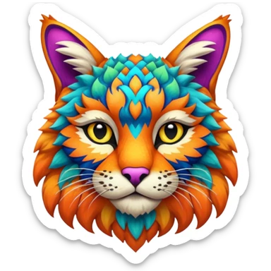 Colorful Bobcat-fusion-hybrid-creature sticker