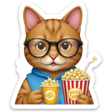 cat with with rapper popcorn with opticals sticker