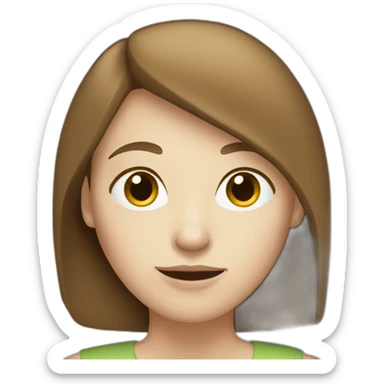 woman with brown hair and pale skin hidden by computer sticker