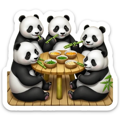 famille panda à table sticker