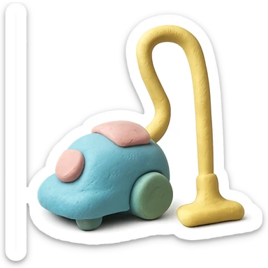 vacuum cleaner in claymation style with pastel colors and visible fingerprints sticker