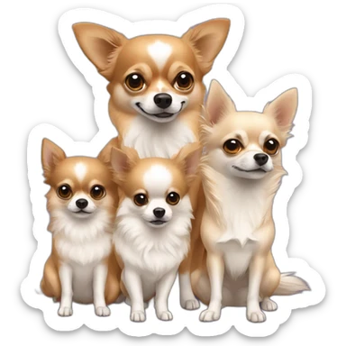 2 chihuahuas with a spitz-Pomeranian  sticker