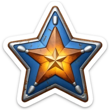 cinematic - aesthetic brilliant divine lighting, oil paint - vintage police star rusty and broken sticker