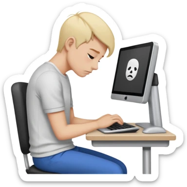 person with bad back or neck posture emoji (like sitting all tilted towards computer) sticker