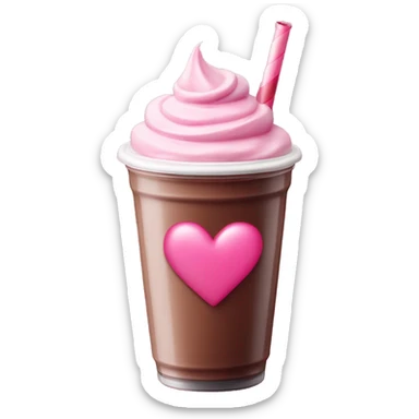 Batido de ch colate con un corazón rosa de brillos  sticker