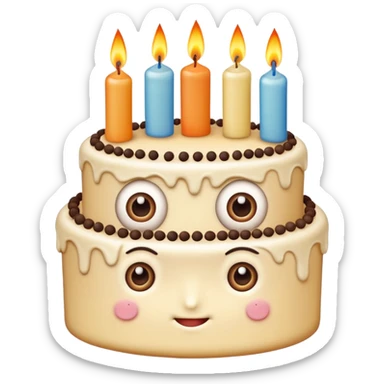 birthday cake with eyes and candles looking normal sticker