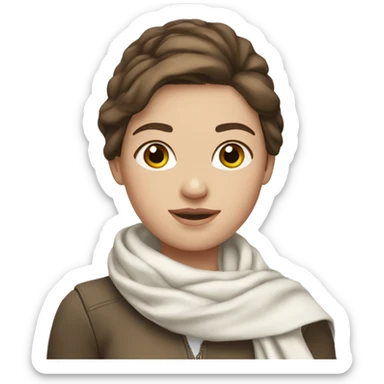 white girl with brunette hair and white scarf sticker