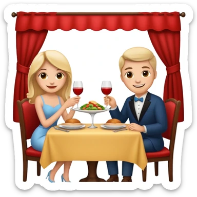 apple style emoji, couple having a romatic dinner date at home sticker