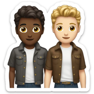 2 white gay boys with brown hair sticker
