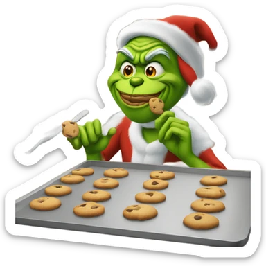 grinch baking cookies sticker