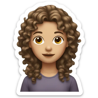Girl with curly/wavy brown hair sticker