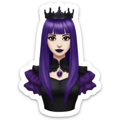 Elissabat-with-bangs-long-hair-dark-purple-and-black-vampire-goth-makeup-crown sticker