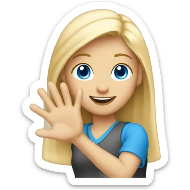 blond, blu-eyed girl waving  sticker