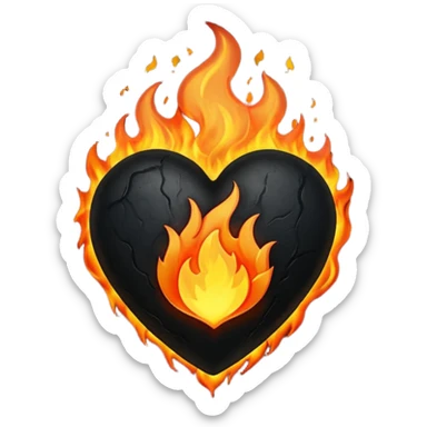 black heart on fire sticker