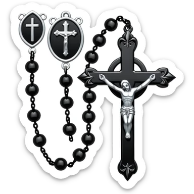 Gothic rosary with spikes instead of beads, dark iOS emoji style sticker