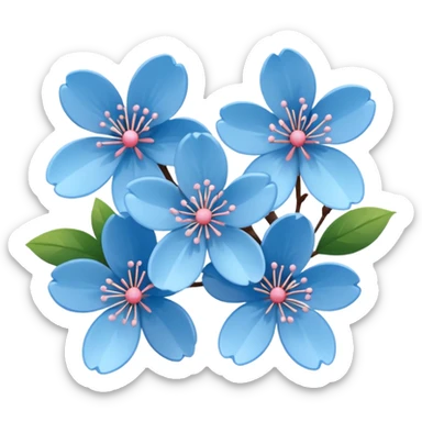 blue cherry blossom sticker