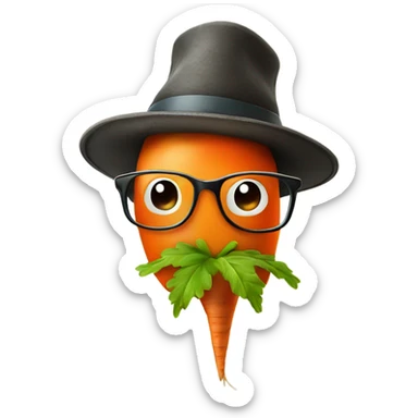 Carrot with glasses and a hat and a pipe sticker
