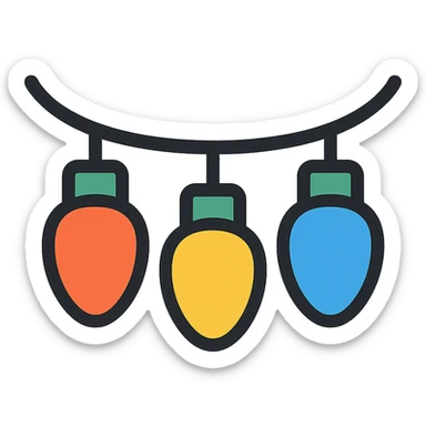 chain of lights, colorful lineal icon with black outlines sticker