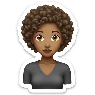 Mixed girl with curly brown hair  sticker