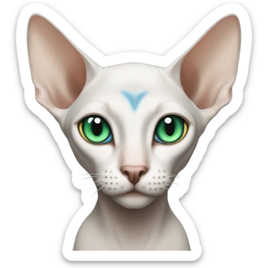 sphinx cat with one green eye one blue eye  sticker