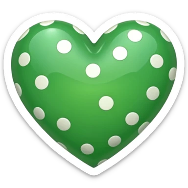 green heart with a polka dot pattern sticker