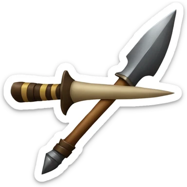 a spear with a sharp  sticker