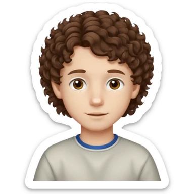 boy,  brown hair, curly hair, brown eyes, pale skin, , hair edger hairtcut sticker