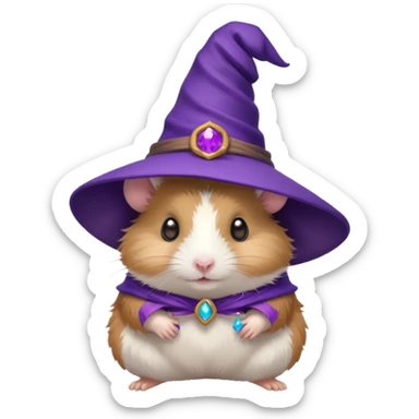 cute hamster wearing a small purple witch hat sticker
