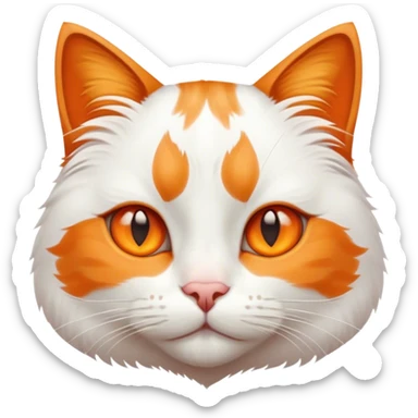 white and orange cat face sticker