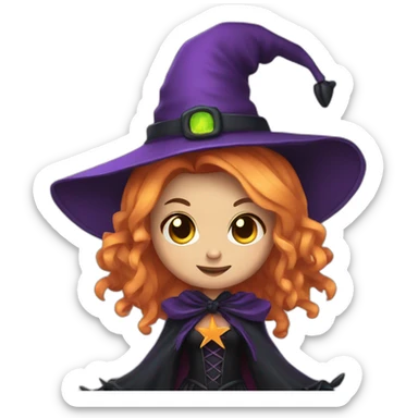 a spider dressed as a cuttie witch sticker