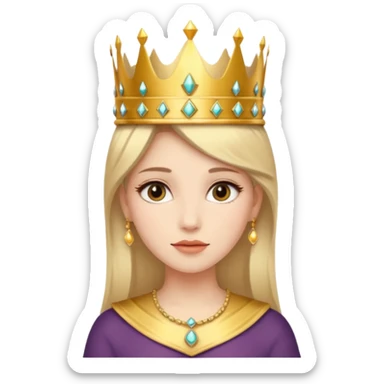 Give me an image of a women wearing neutral makeup with a crown. She is looking very content sticker