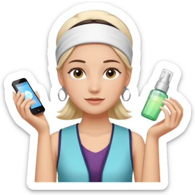 Clean girl aesthetic emoticons, apply skincare products, headband, glowing skin, vest, soft lighting
 sticker