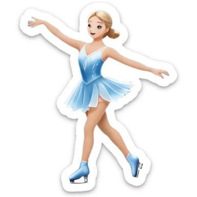 An icon showing a scenic ice rink with figure skater performing elegant moves under soft spotlight beams. Surrounded by audience stands and shimmering ice, the scene reflects harmony, grace, and the magic of figure skating. Transparent background included sticker