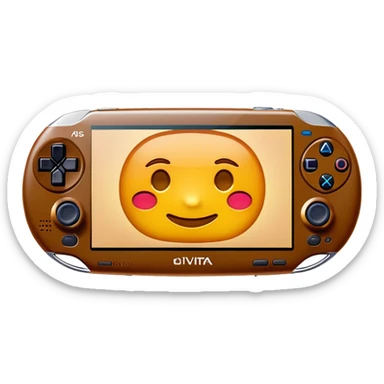Clash of Clans aesthetic: Cinematic Playful PlayStation Vita Portrait Emoji, rendered in a 3D vector-style similar to standard emojis with minimal shading and bold, simplified shapes. A compact, distinct form with signature details, softly glowing with a cutting-edge console technology charm. Simplified yet unmistakably iconic, highly detailed and consistent, glowing with a soft radiance and high shine. Stylized with a touch of technological advancement and a soft glowing outline, capturing the essence of a beloved gaming relic with a friendly, playful manner! sticker