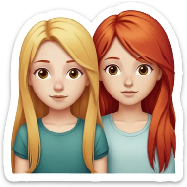Two girls, one with Red hair with long hair and a nose ring and the other withblonde hair girl with long hair posing cutely sticker