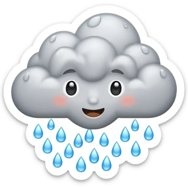 emoji of grey cloud is raining sticker