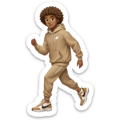 Black man with Nike hoodie curly hair and Nike shoes sticker