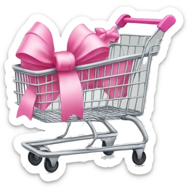 Shopping cart with pink bow  sticker