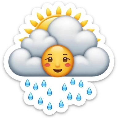 a sun with a large cloud blocking it with rain with no face sticker