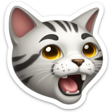 cartoon 2d cat shocked sideways crying with gun sticker